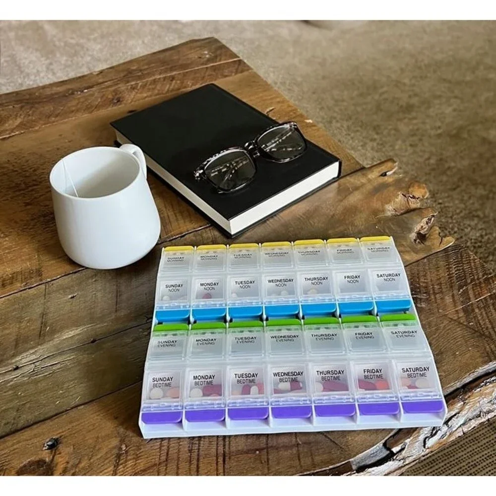 EZY DOSE Weekly (7-Day) Pill Case, Medicine Planner, Vitamin Organizer Box, XL